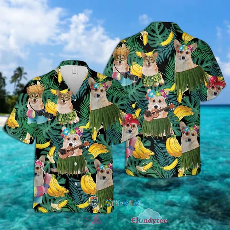 NEW Corgi Banana Tropical Hawaiian Shirt