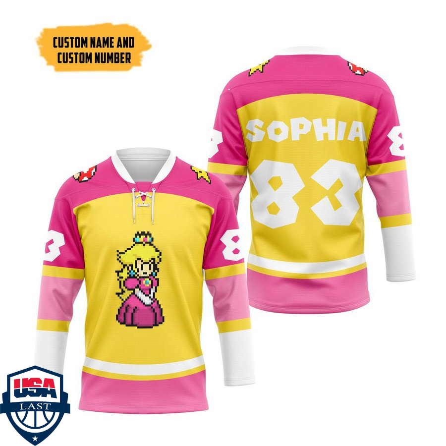 Super Mario Princess Peach personalized custom hockey jersey