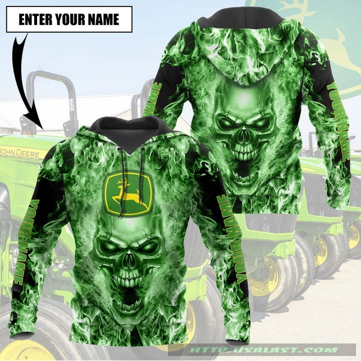 John Deere Fire Skull 3D All Over Printed Shirt Hoodie