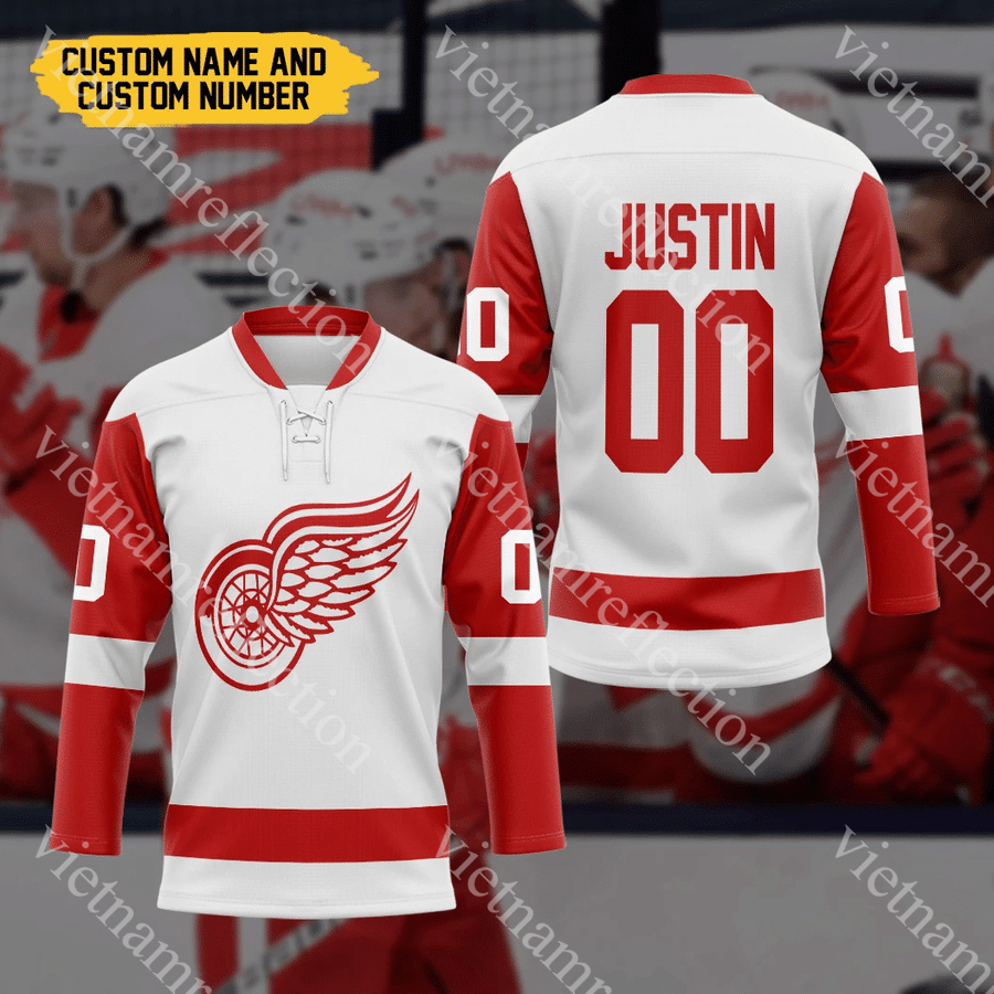 Detroit Red Wings NHL white personalized custom hockey jersey