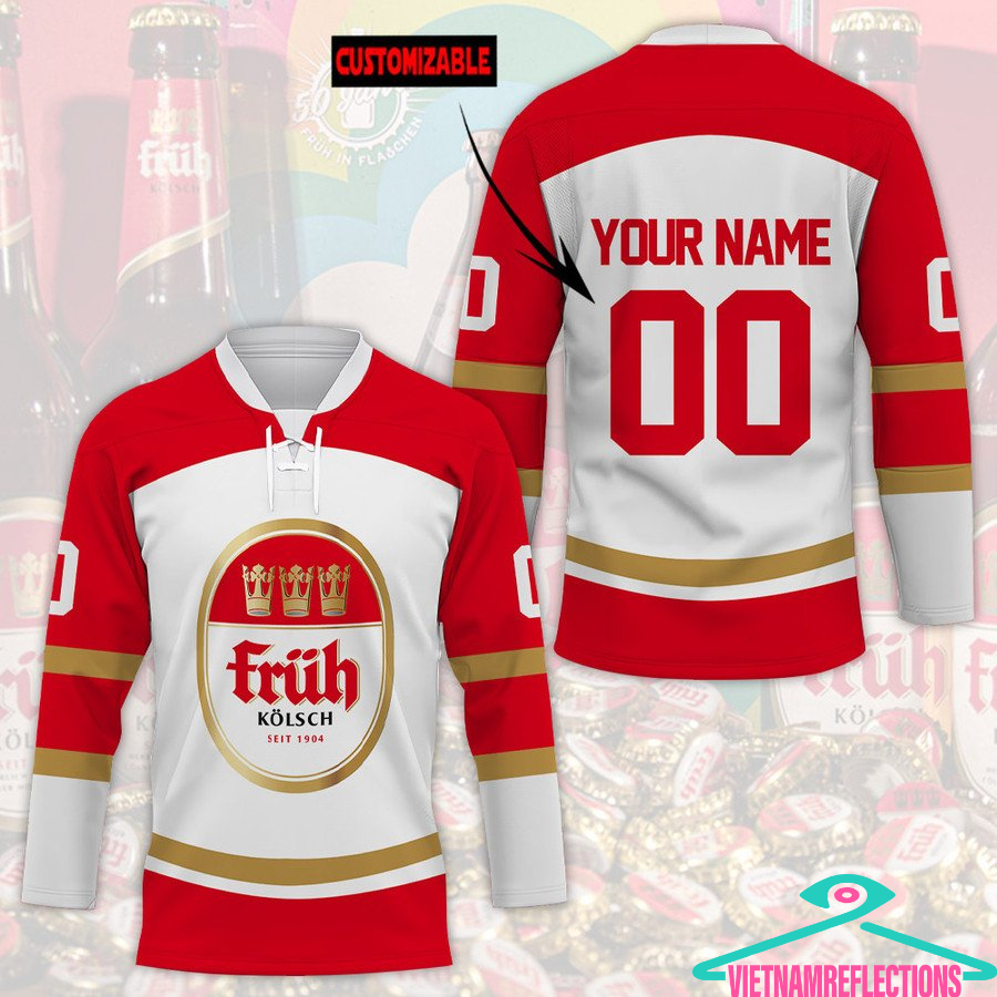 Fruh Kolsch beer personalized custom hockey jersey