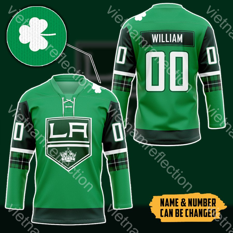 St. Patrick’s Day NHL Los Angeles Kings personalized custom hockey jersey