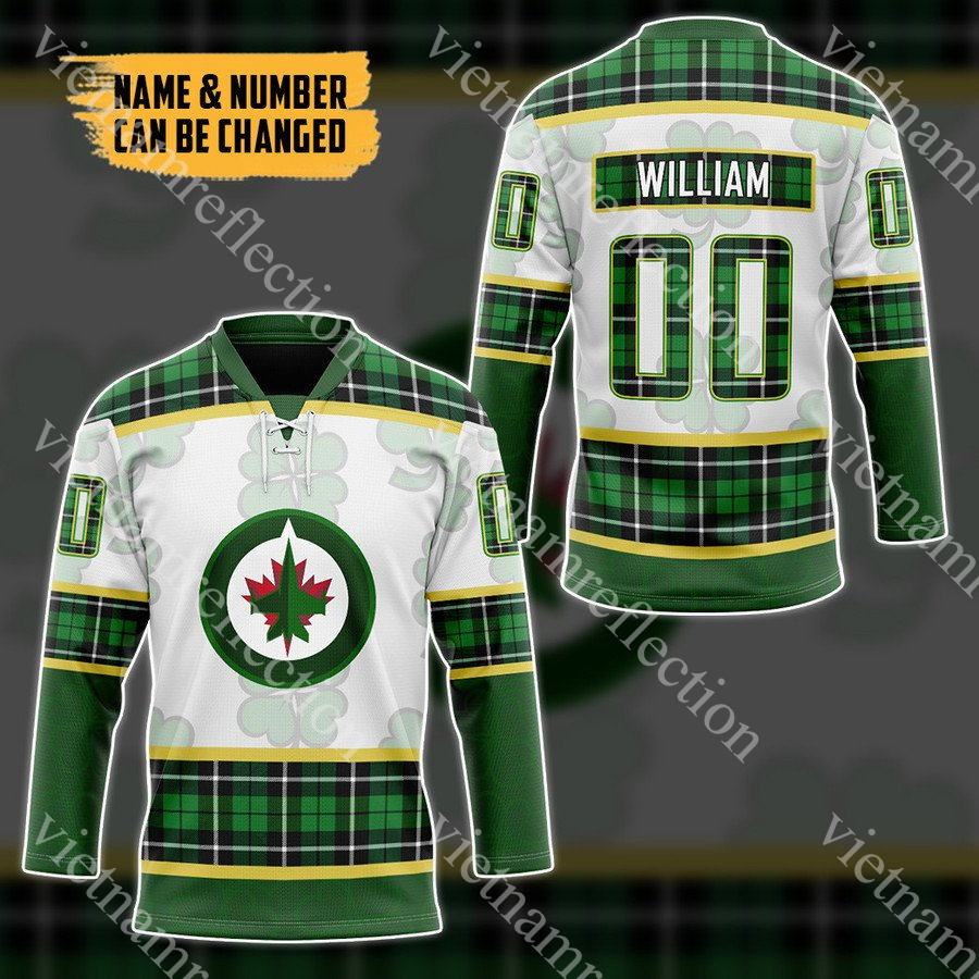 St. Patrick’s Day Winnipeg Jets NHL personalized custom hockey jersey