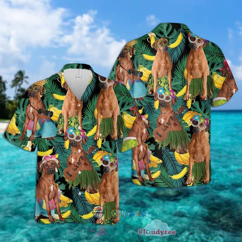 NEW Rhodesian Ridgeback Dog Banana Tropical Hawaiian Shirt