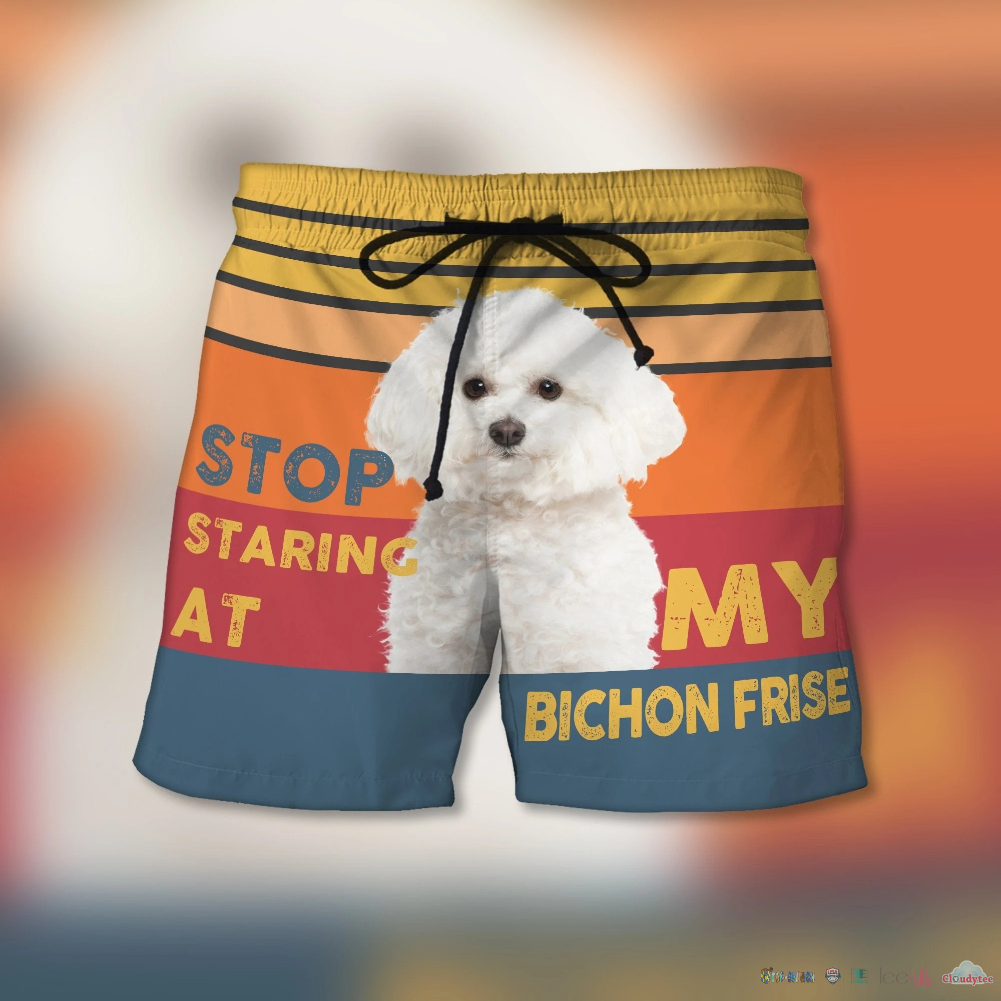 Ultra Hot Stop Staring At My Bichon Frise Dog Beach Shorts