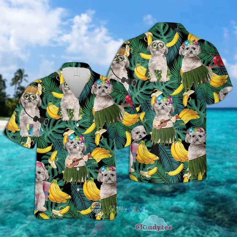 NEW Shih Tzu Dog Banana Tropical Hawaiian Shirt