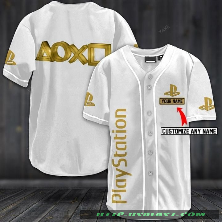 Play Station Personalized White Baseball Jersey Shirt