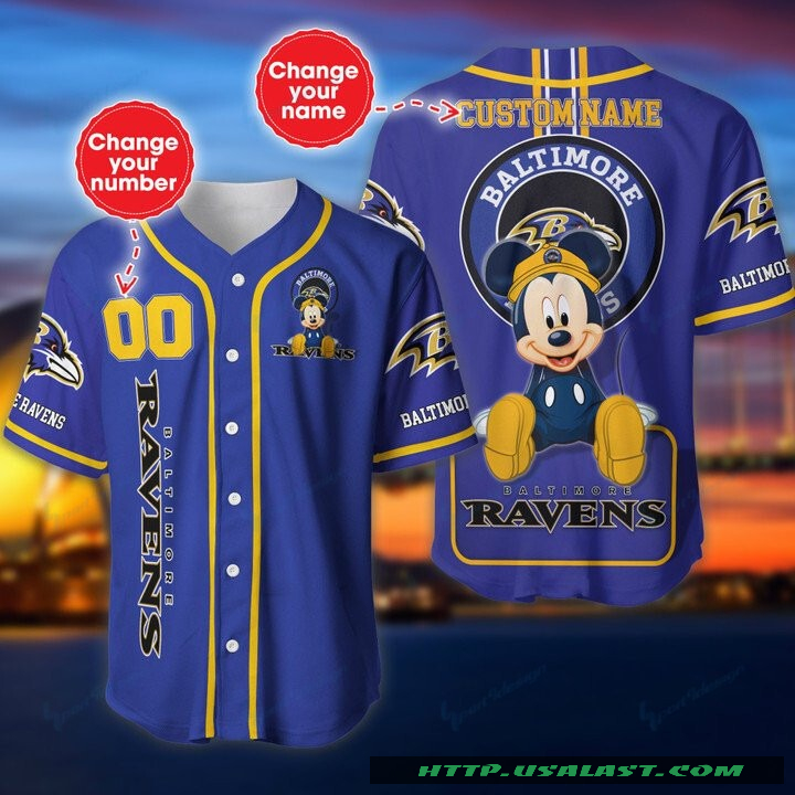 New Baltimore Ravens Mickey Mouse Personalized Baseball Jersey Shirt