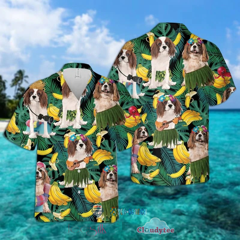 NEW Cavalier King Charles Spaniel Banana Tropical Hawaiian Shirt