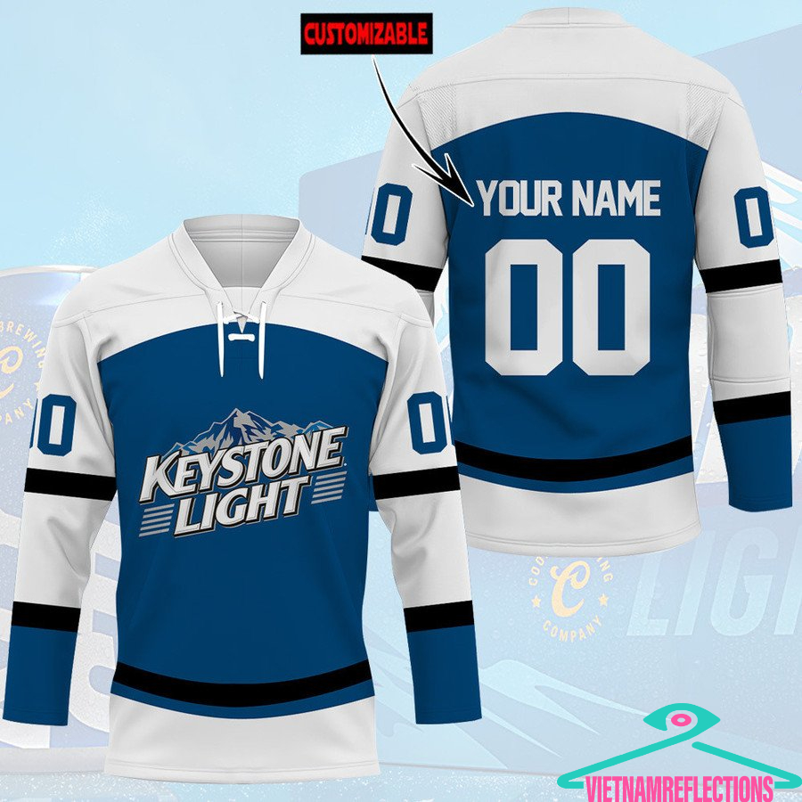 Keystone Light beer personalized custom hockey jersey