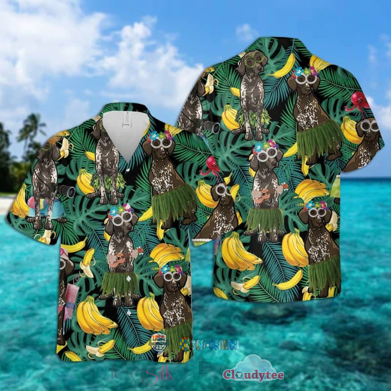 NEW German Shorthaired Pointer Banana Tropical Hawaiian Shirt