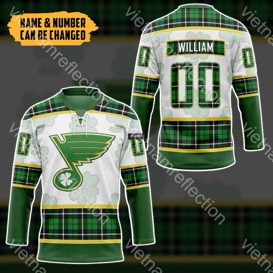 St. Patrick’s Day NHL St. Louis Blues personalized custom hockey jersey