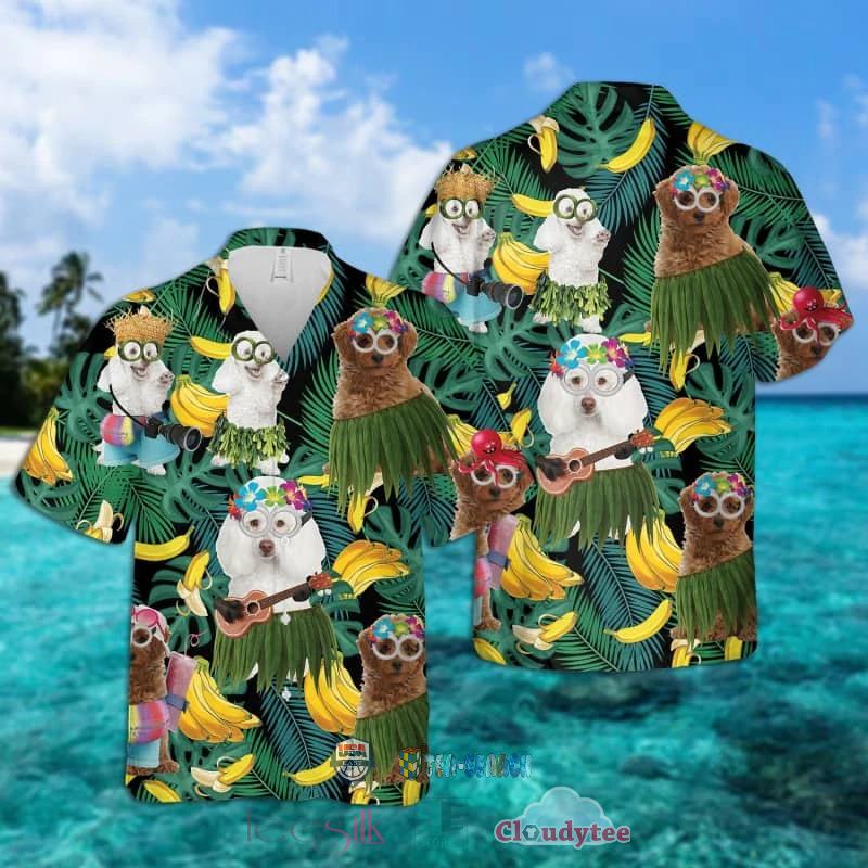 NEW Poodle Dog Banana Tropical Hawaiian Shirt