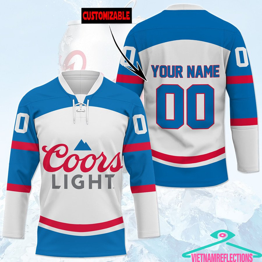 Coors Light beer personalized custom hockey jersey
