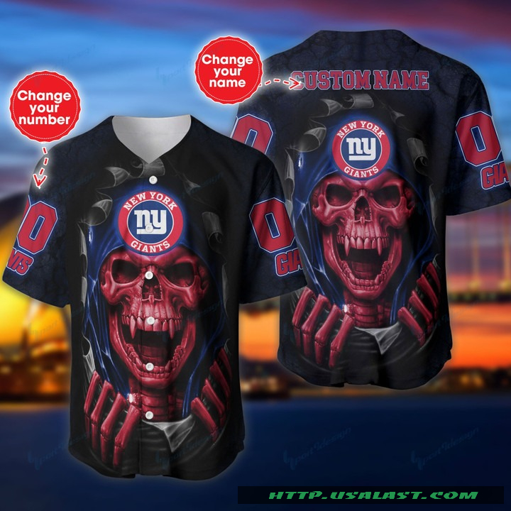 New Personalized New York Giants Vampire Skull Baseball Jersey Shirt