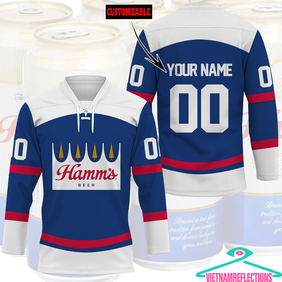 Hamm's beer personalized custom hockey jersey
