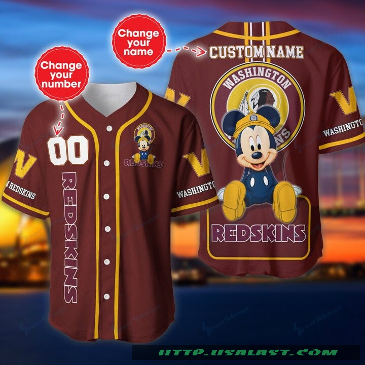 Washington Football Team Mickey Mouse Personalized Baseball Jersey Shirt