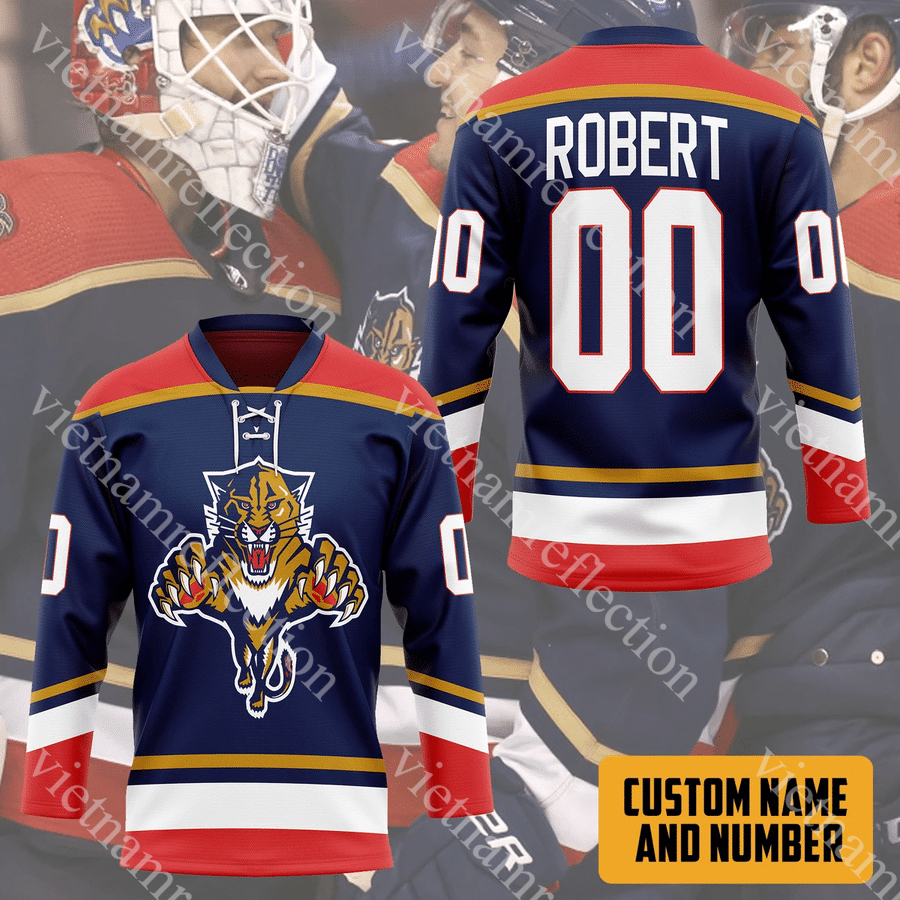 Florida Panthers NHL blue personalized custom hockey jersey