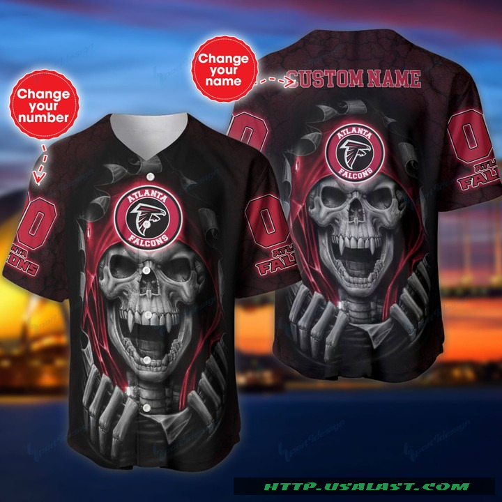 New Personalized Atlanta Falcons Vampire Skull Baseball Jersey Shirt
