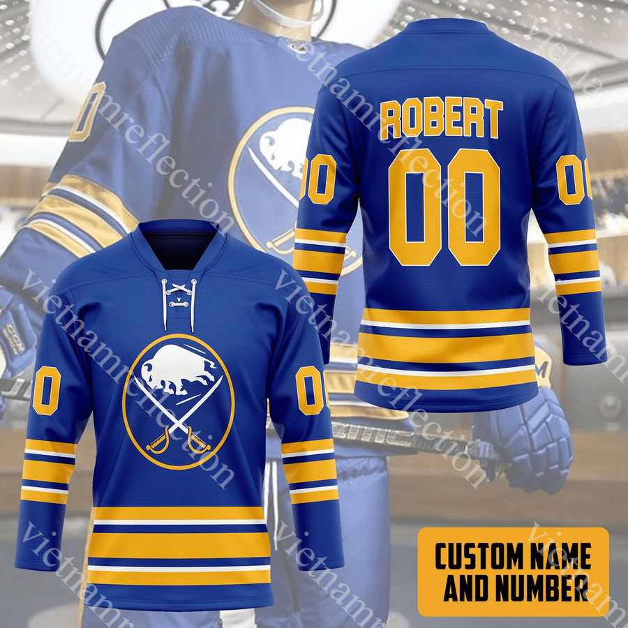 Buffalo Sabres NHL blue personalized custom hockey jersey