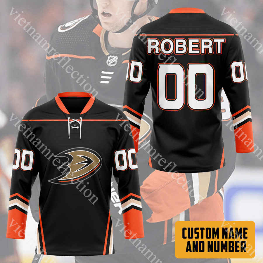 Anaheim Ducks NHL black personalized custom hockey jersey