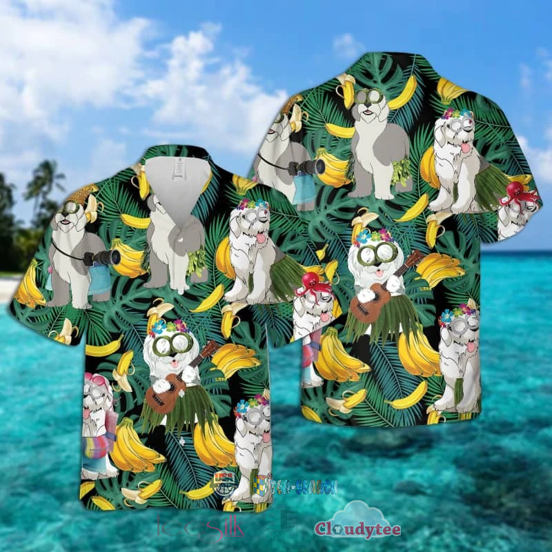 NEW Old English Sheepdog Banana Tropical Hawaiian Shirt