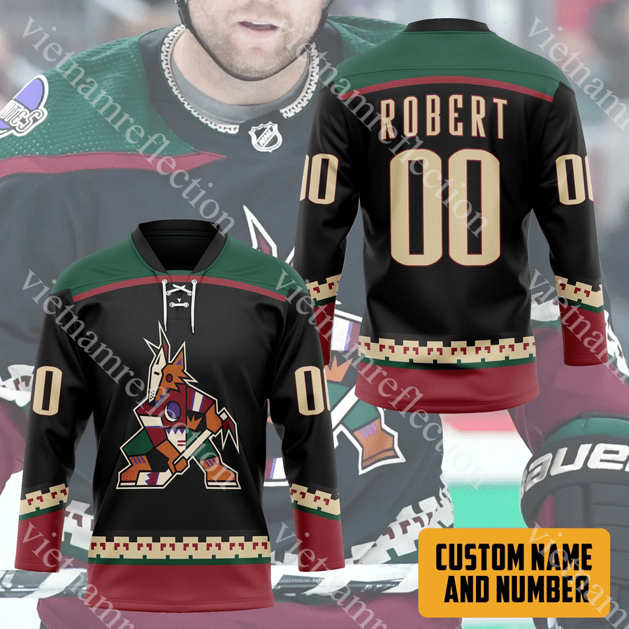 Arizona Coyotes NHL black personalized custom hockey jersey