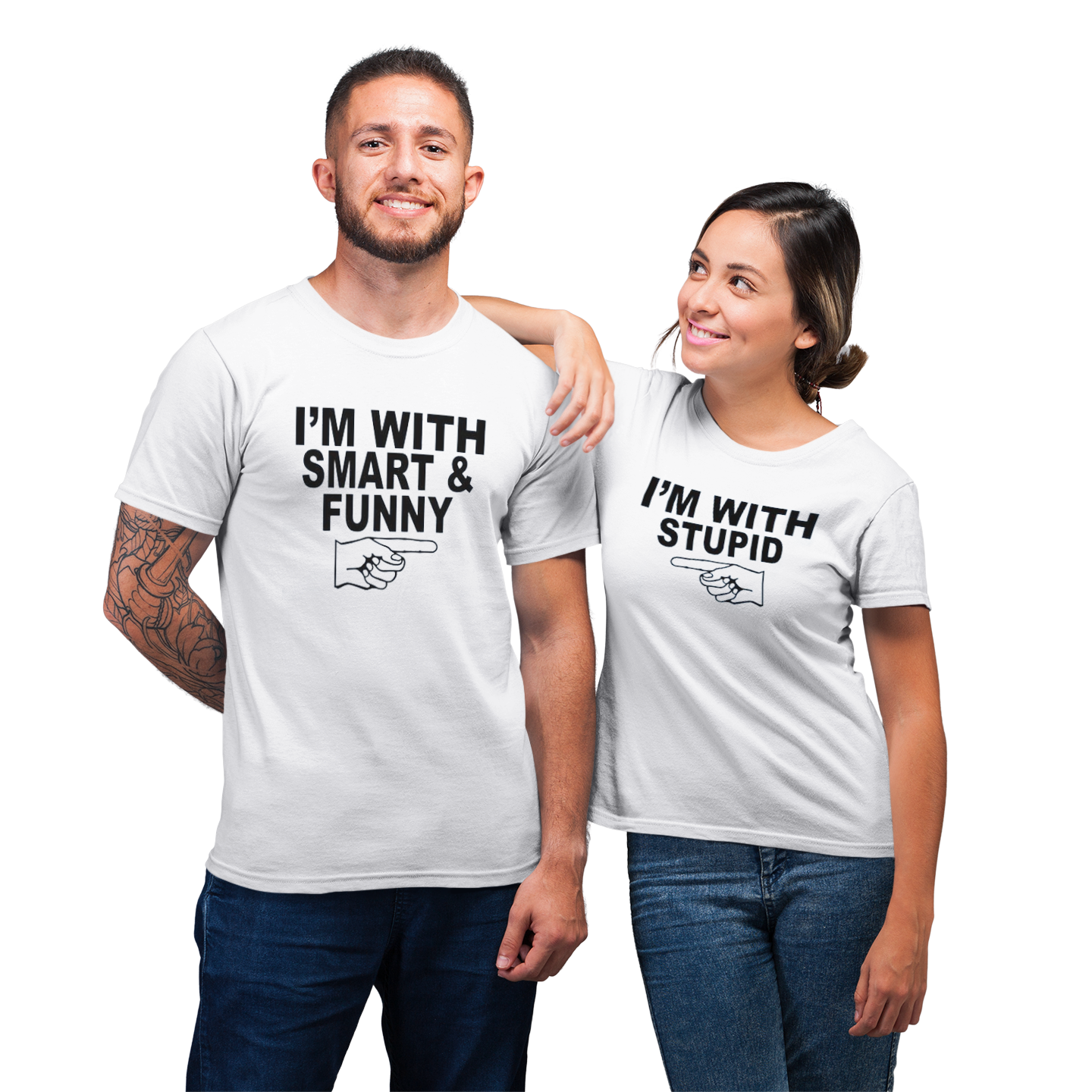 OFFICIAL Funny Shirt For Couple Im With Smart And Funny Stupid T-shirt