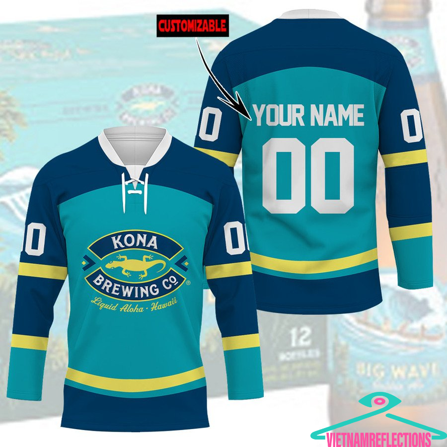 Kona Brewing Company beer personalized custom hockey jersey