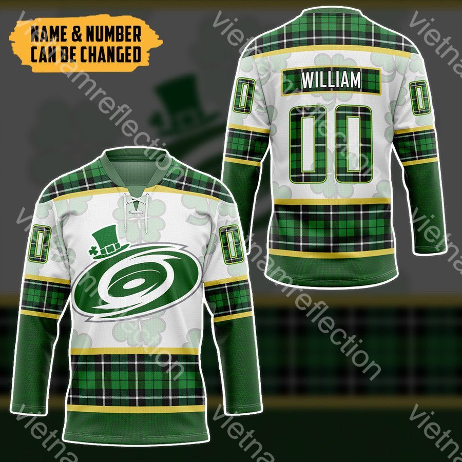 St. Patrick’s Day Carolina Hurricanes NHL personalized custom hockey jersey