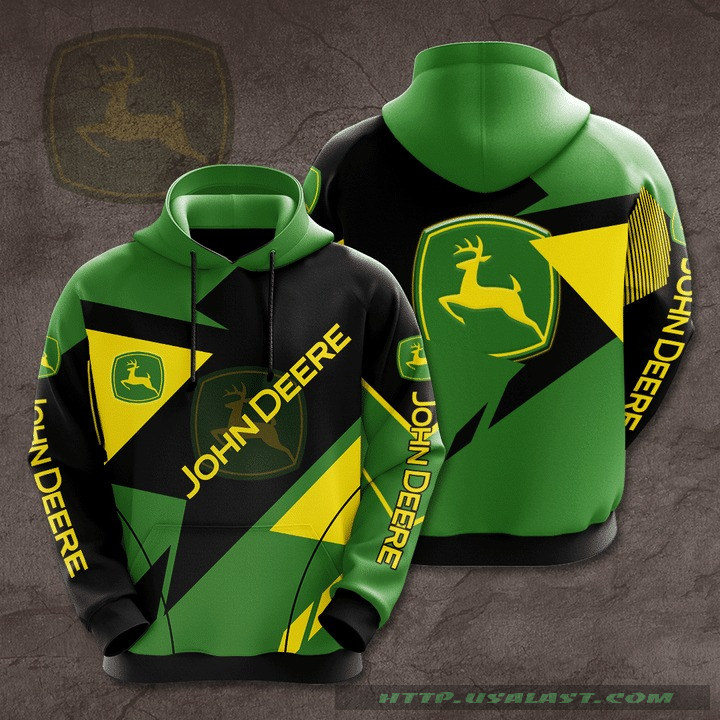 John Deere Black Yellow Green 3D All Over Print Hoodie