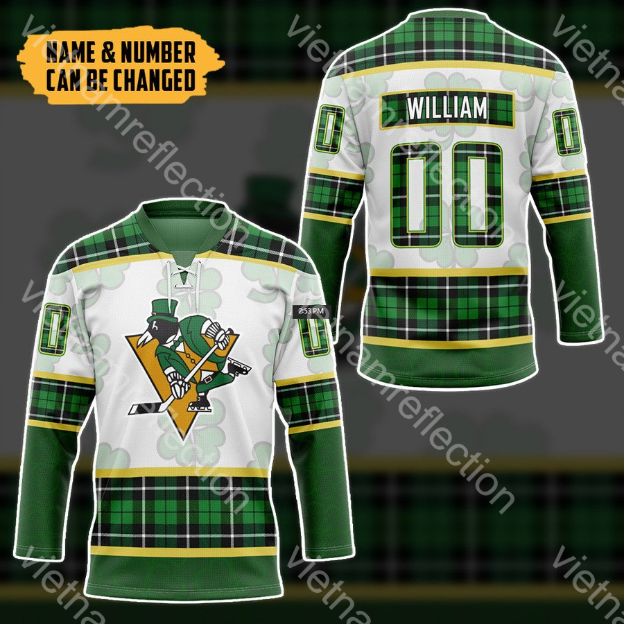 St. Patrick’s Day Pittsburgh Penguins NHL personalized custom hockey jersey