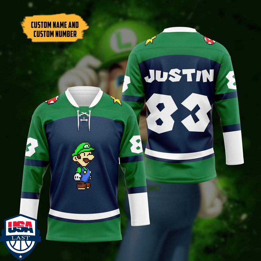 Super Mario Luigi personalized custom hockey jersey