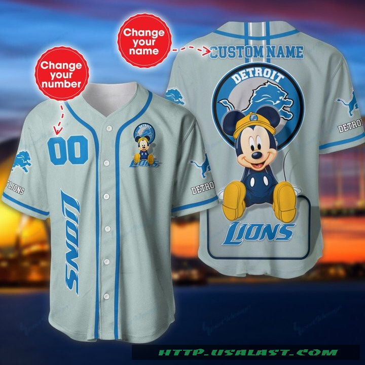 Detroit Lions Mickey Mouse Personalized Baseball Jersey Shirt