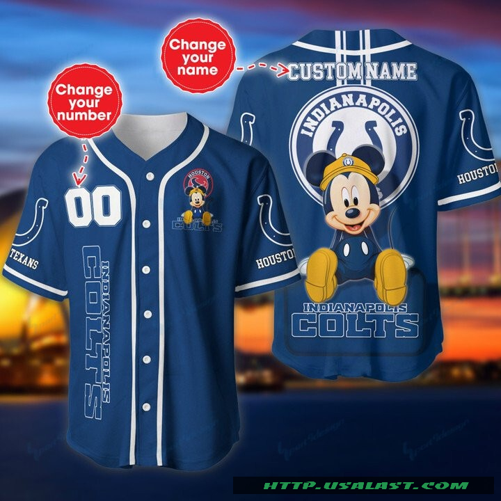 New Indianapolis Colts Mickey Mouse Personalized Baseball Jersey Shirt