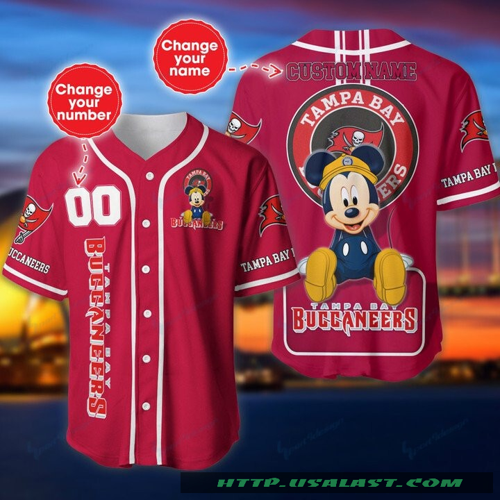 Tampa Bay Buccaneers Mickey Mouse Personalized Baseball Jersey Shirt