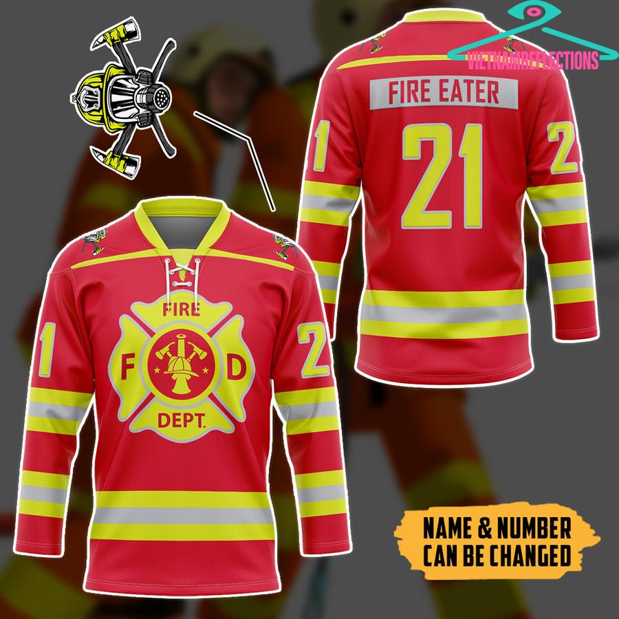 Firefighter Fire Department personalized custom hockey jersey