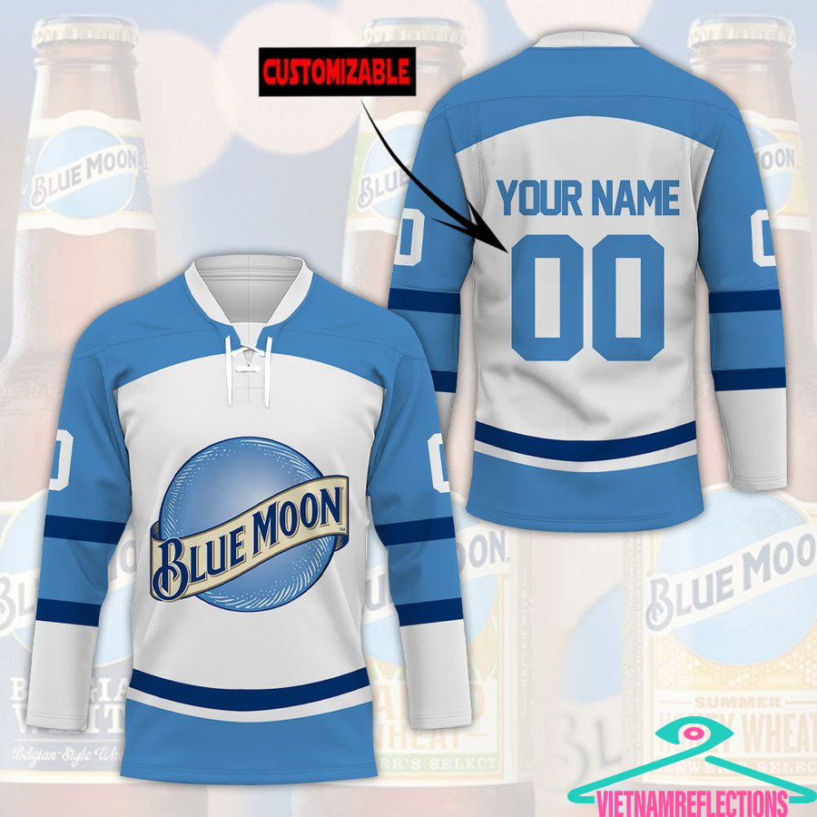 Blue Moon beer personalized custom hockey jersey