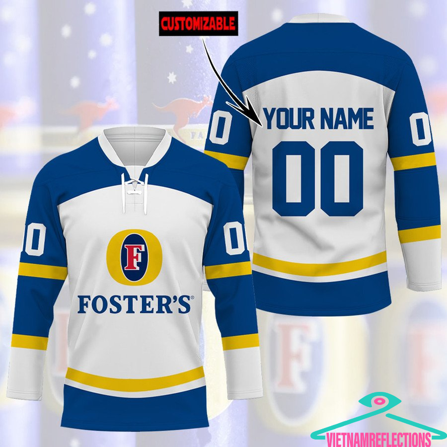 Foster’s Lager beer personalized custom hockey jersey