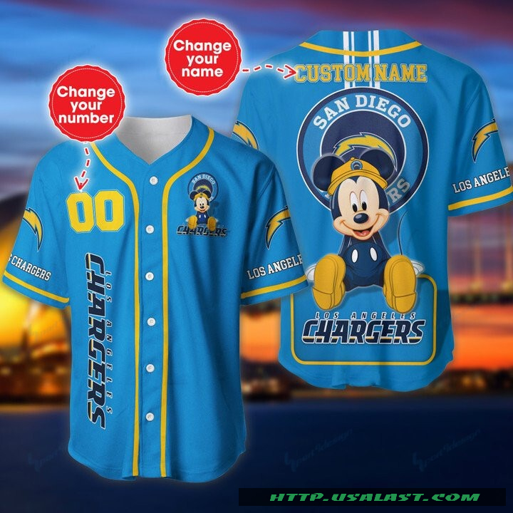 New Los Angeles Chargers Mickey Mouse Personalized Baseball Jersey Shirt