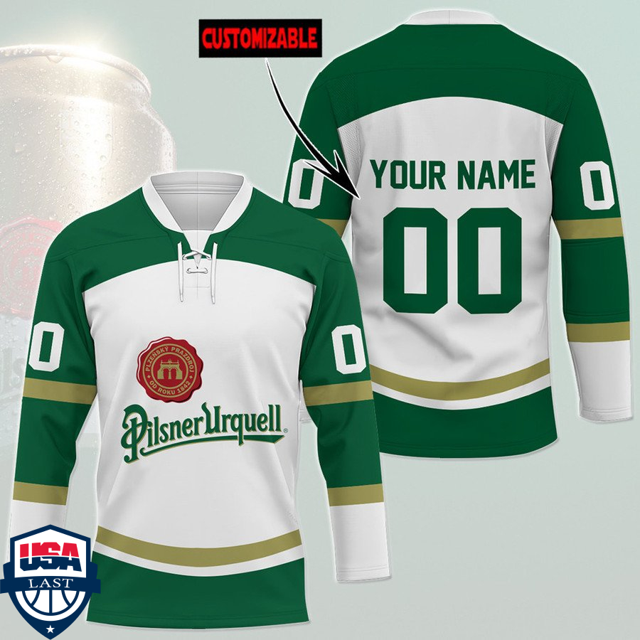 Pilsner Urquell beer personalized custom hockey jersey