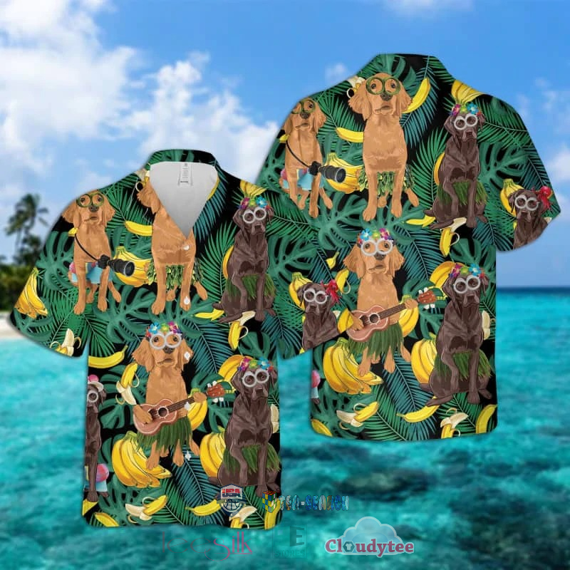 NEW Chesapeake Bay Retriever Banana Tropical Hawaiian Shirt