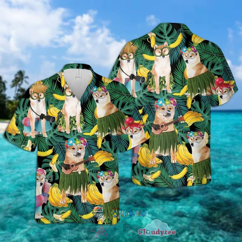 NEW Shiba Inu Dog Banana Tropical Hawaiian Shirt