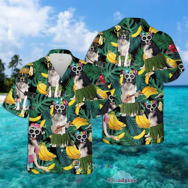 NEW Border Collie Banana Tropical Hawaiian Shirt