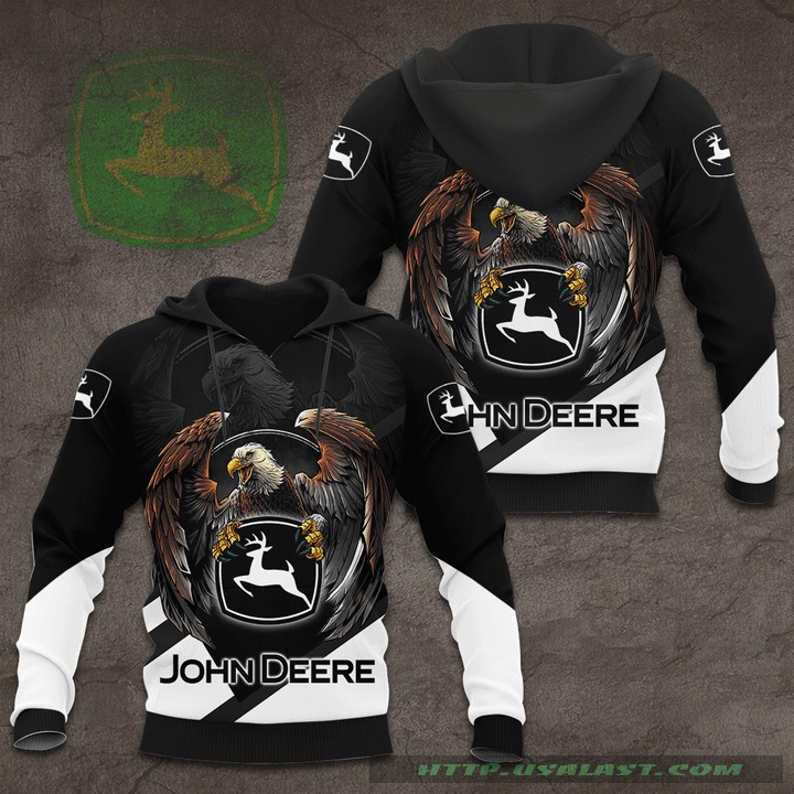 John Deere New Eagle Black White 3D Full Print Hoodie