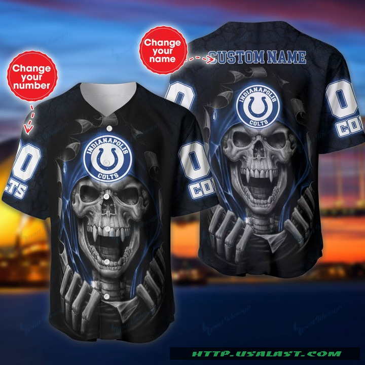 New Personalized Indianapolis Colts Vampire Skull Baseball Jersey Shirt