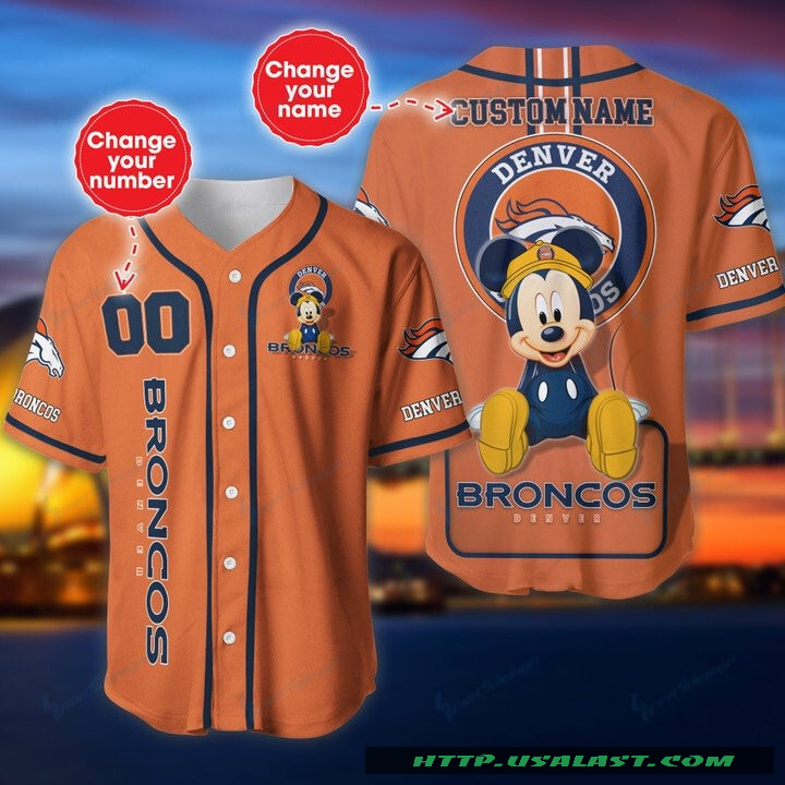 New Denver Broncos Mickey Mouse Personalized Baseball Jersey Shirt