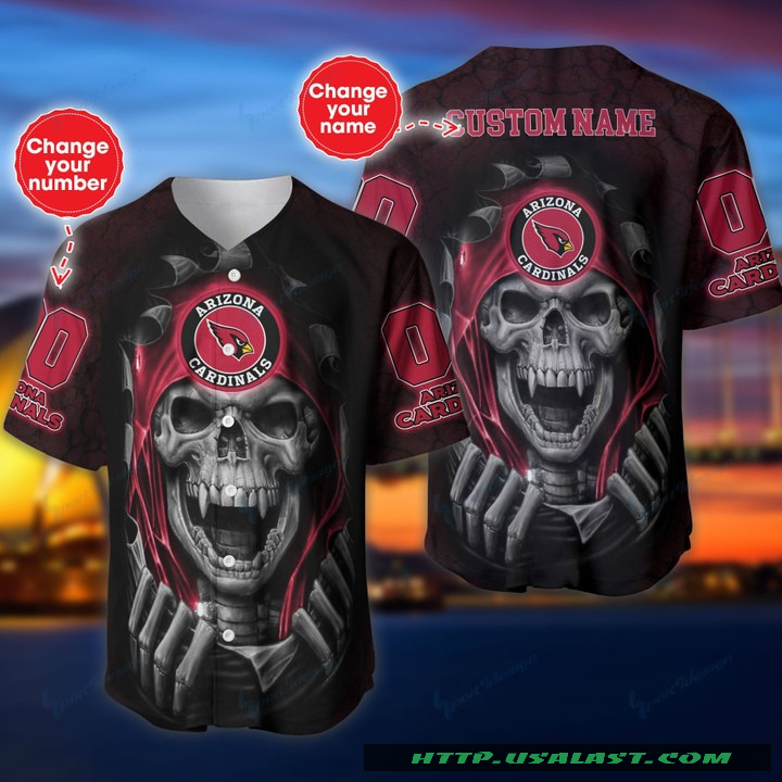 New Personalized Arizona Cardinals Vampire Skull Baseball Jersey Shirt