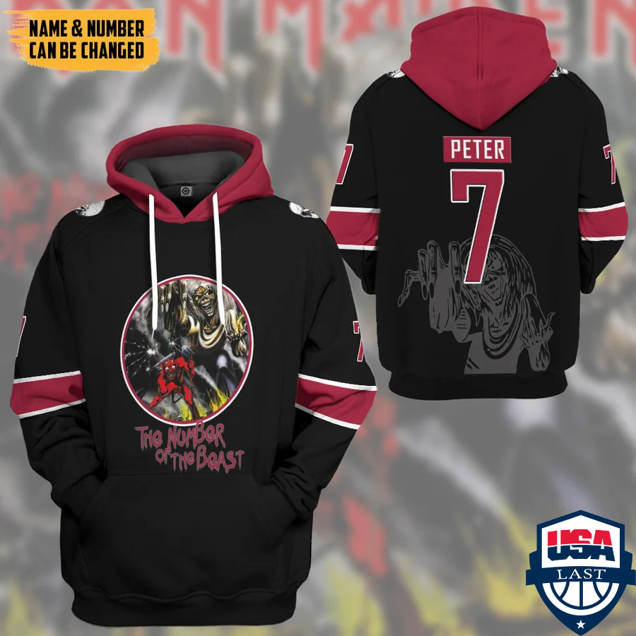 Iron Maiden The Number of the Beast custom name and number 3d hoodie apparel