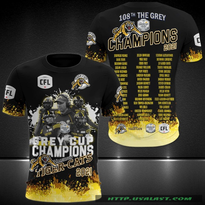 BEST Hamilton Tiger-Cats 108th The Grey Champions 2021 3D Hoodie, T-Shirt